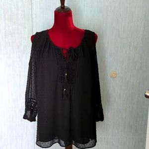 Black cold shoulder blouse